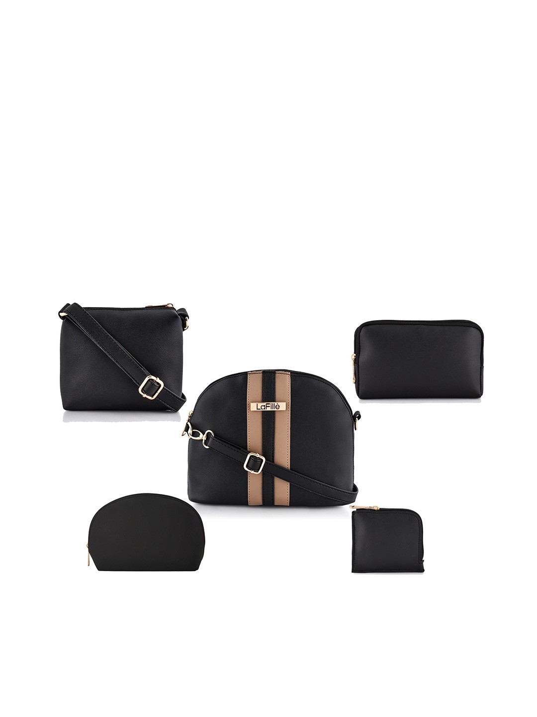

LaFille Women Black PU Structured Sling Bag