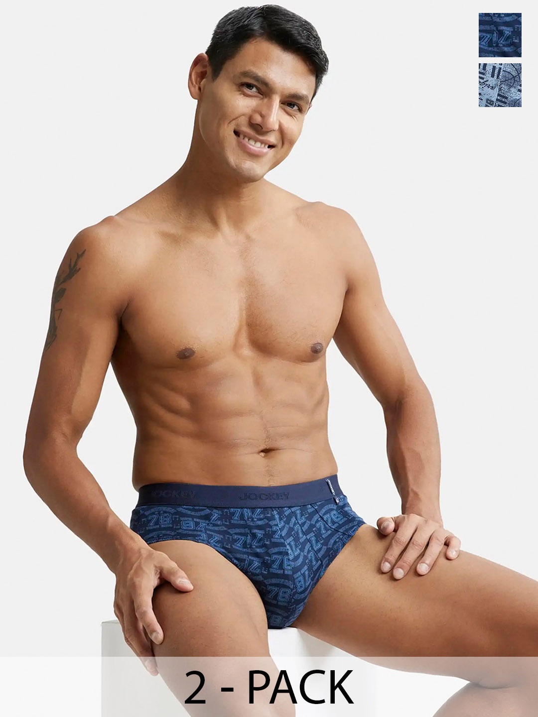 

Pack Of 2 Super Combed Cotton Printed Brief with Ultrasoft Waistband-US52, Blue