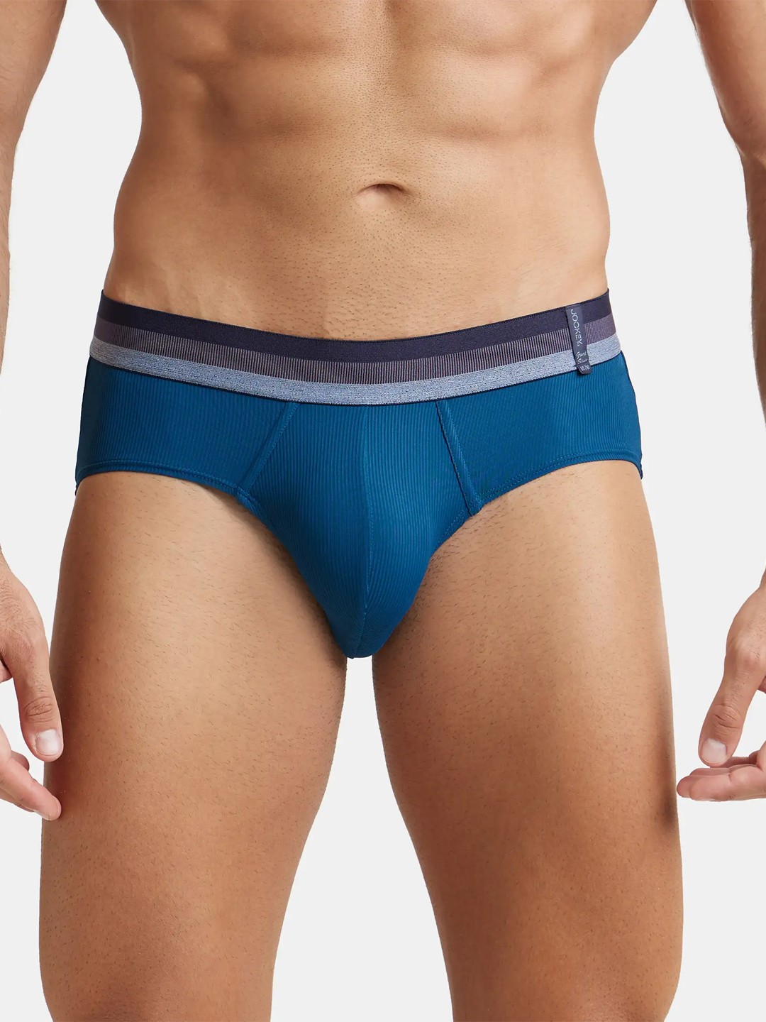 

Jockey Microfiber Stretch Solid Brief with StayDry Treatment-HG13, Blue