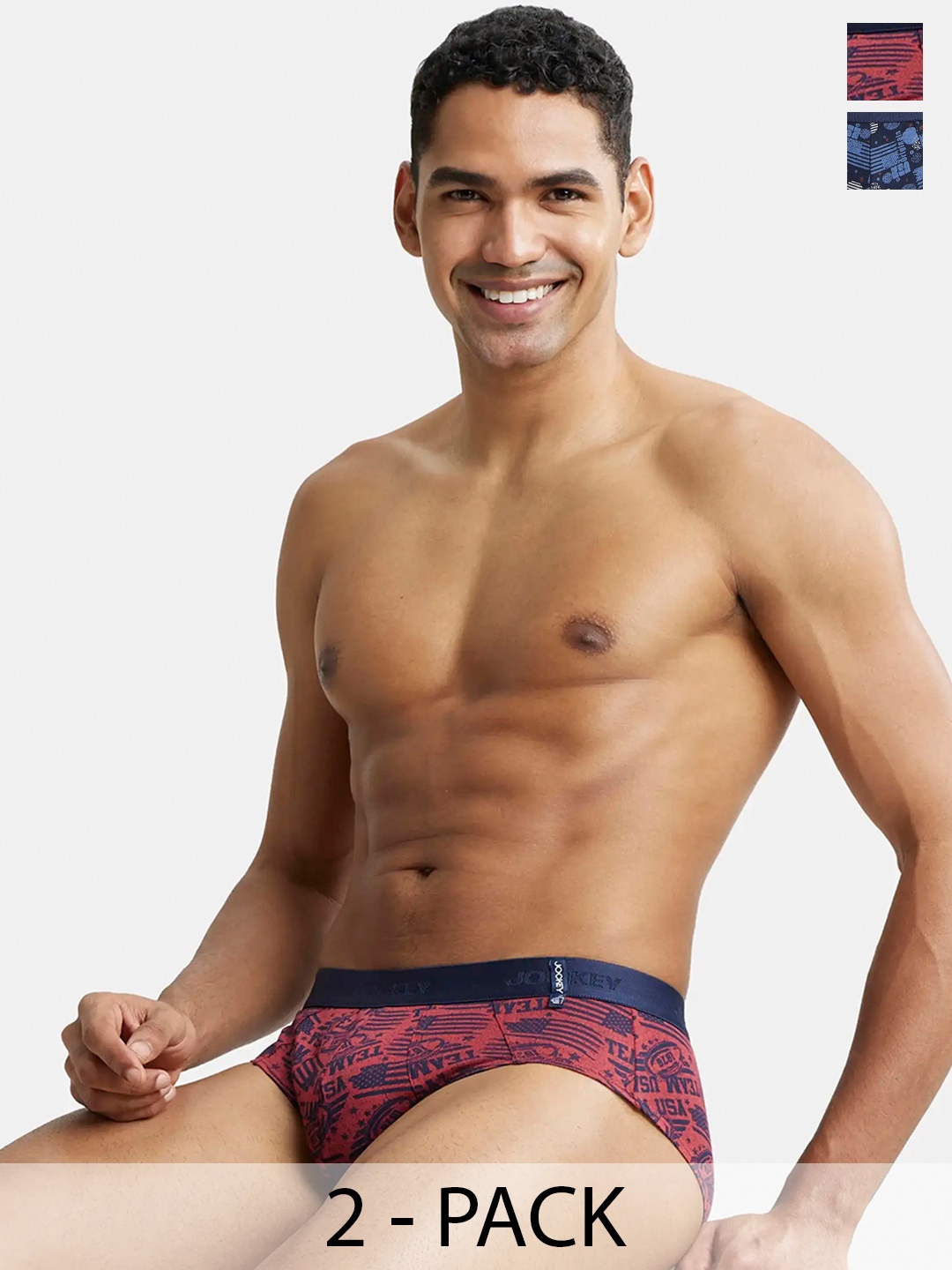 

Pack Of 2 Super Combed Cotton Printed Brief with Ultrasoft Waistband-US52, Navy blue