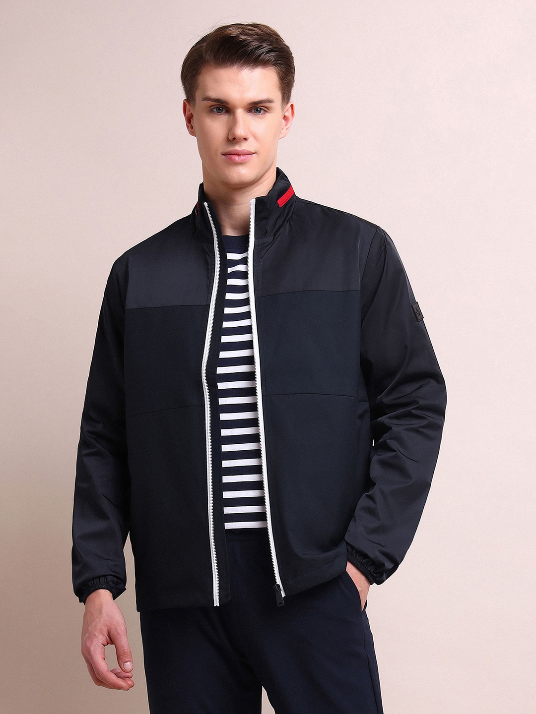 

Arrow Sport Men Blue Grey Bomber Jacket