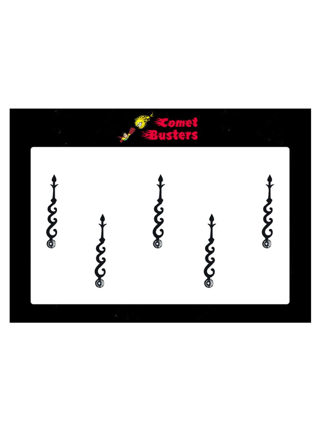 

Comet Busters 5 Pcs Embellished Reusable Designer Bindis - Black