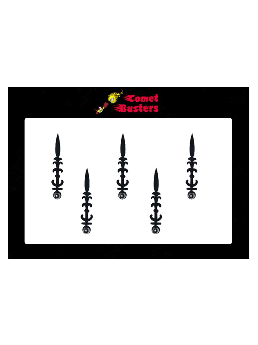 

Comet Busters 5 Pcs Embellished Reusable Designer Bindis - Black