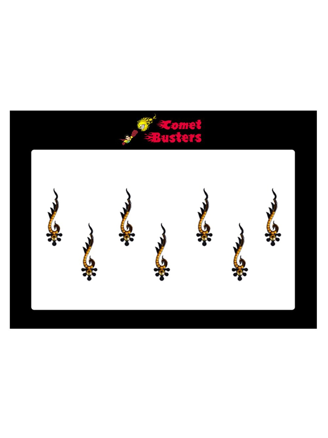 

Comet Busters 7 Pcs Beaded Reusable Designer Bindis - Black & Gold-Toned