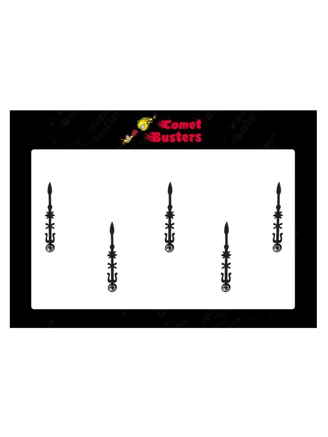 

Comet Busters 5 Pcs Embellished Reusable Designer Bindis - Black