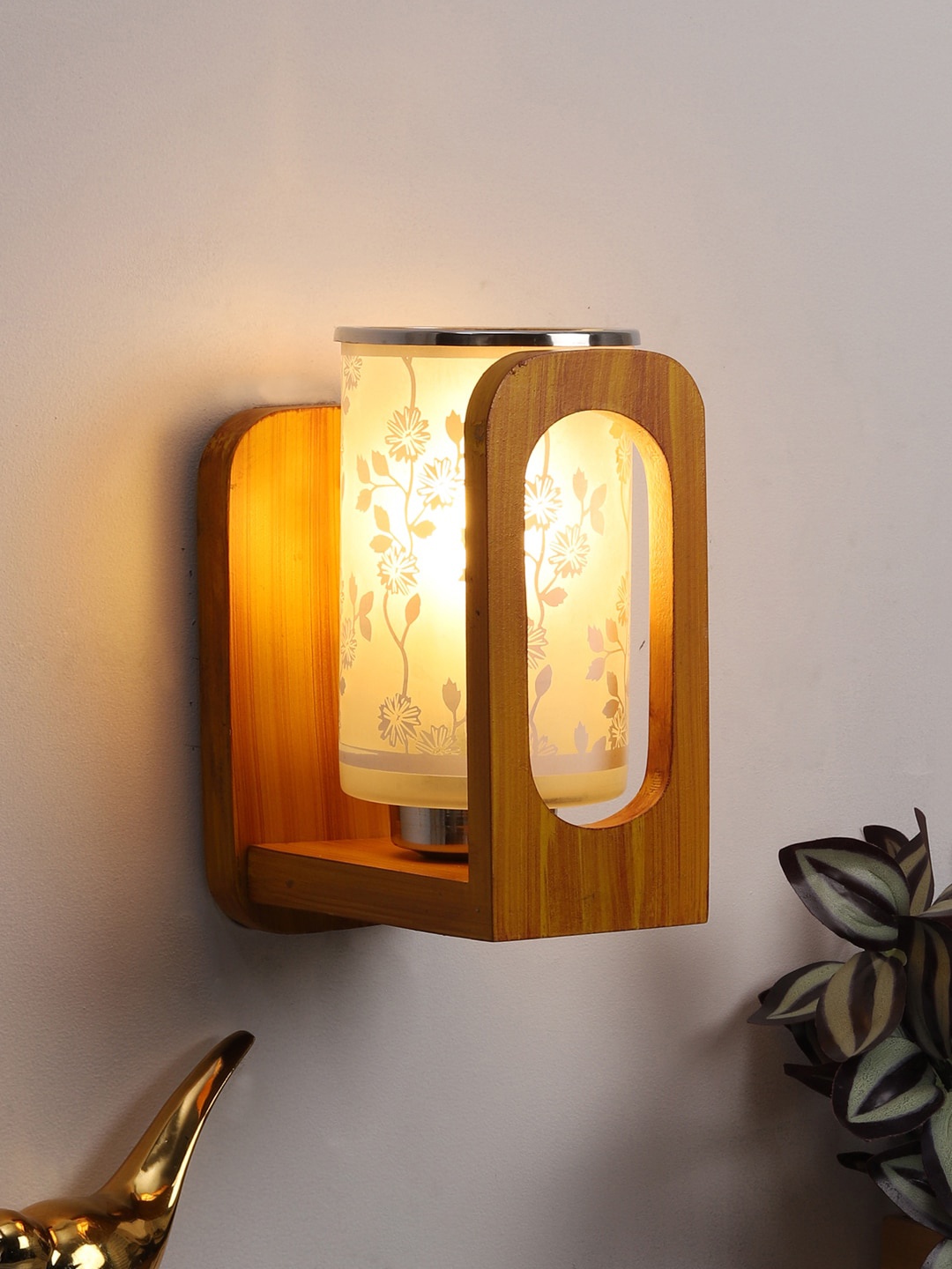 

Foziq Brown & White Printed Contemporary Cylindrical Wall Lamp