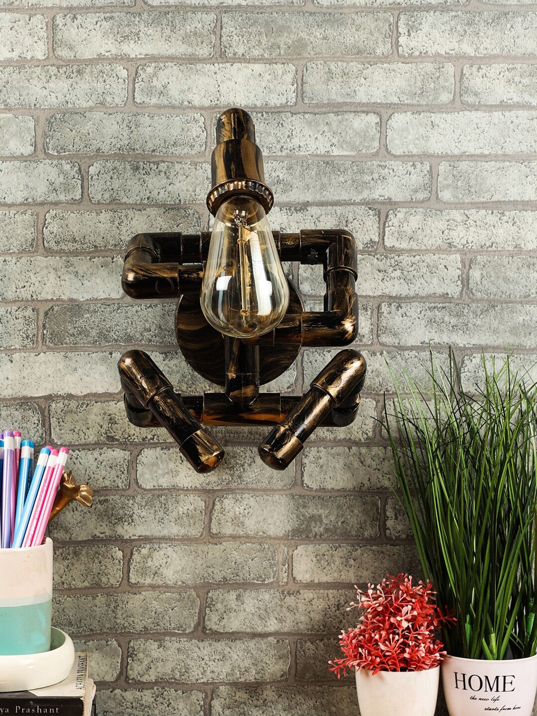 

Foziq Black Textured Metal Wall Lamps