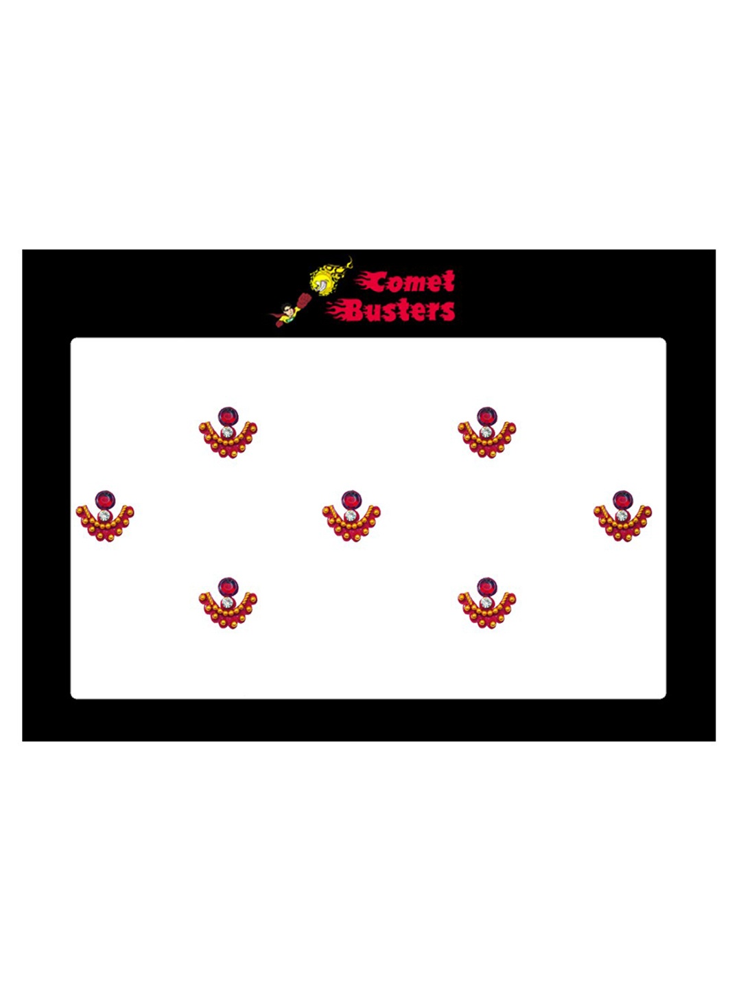 

Comet Busters 7 Pcs Embellished Reusable Designer Bindis - Red & Gold-Toned