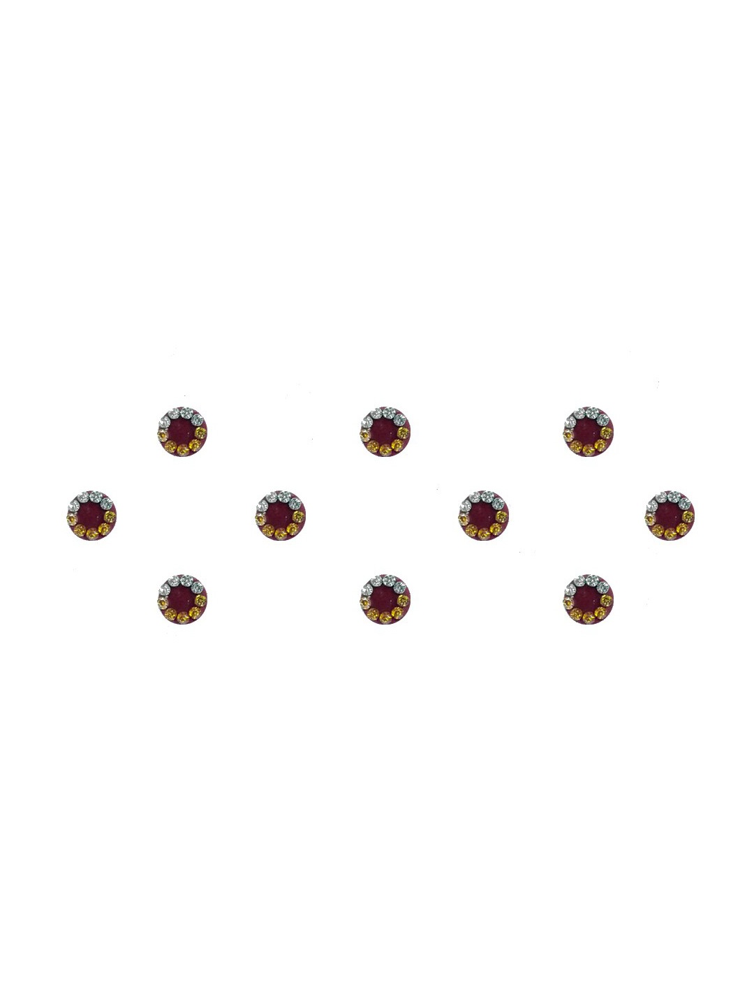 

Comet Busters 10 Pcs Embellished Reusable Circular Designer Bindis - Maroon