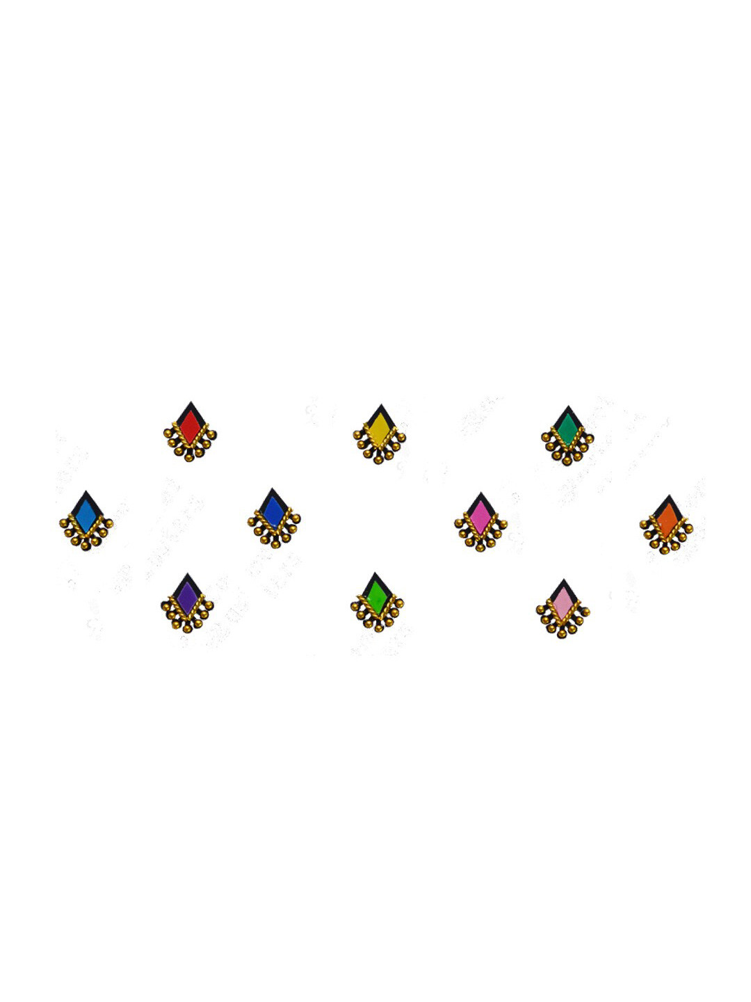 

Comet Busters 10 Pcs Embellished Reusable Designer Bindis - Multicoloured, Multi