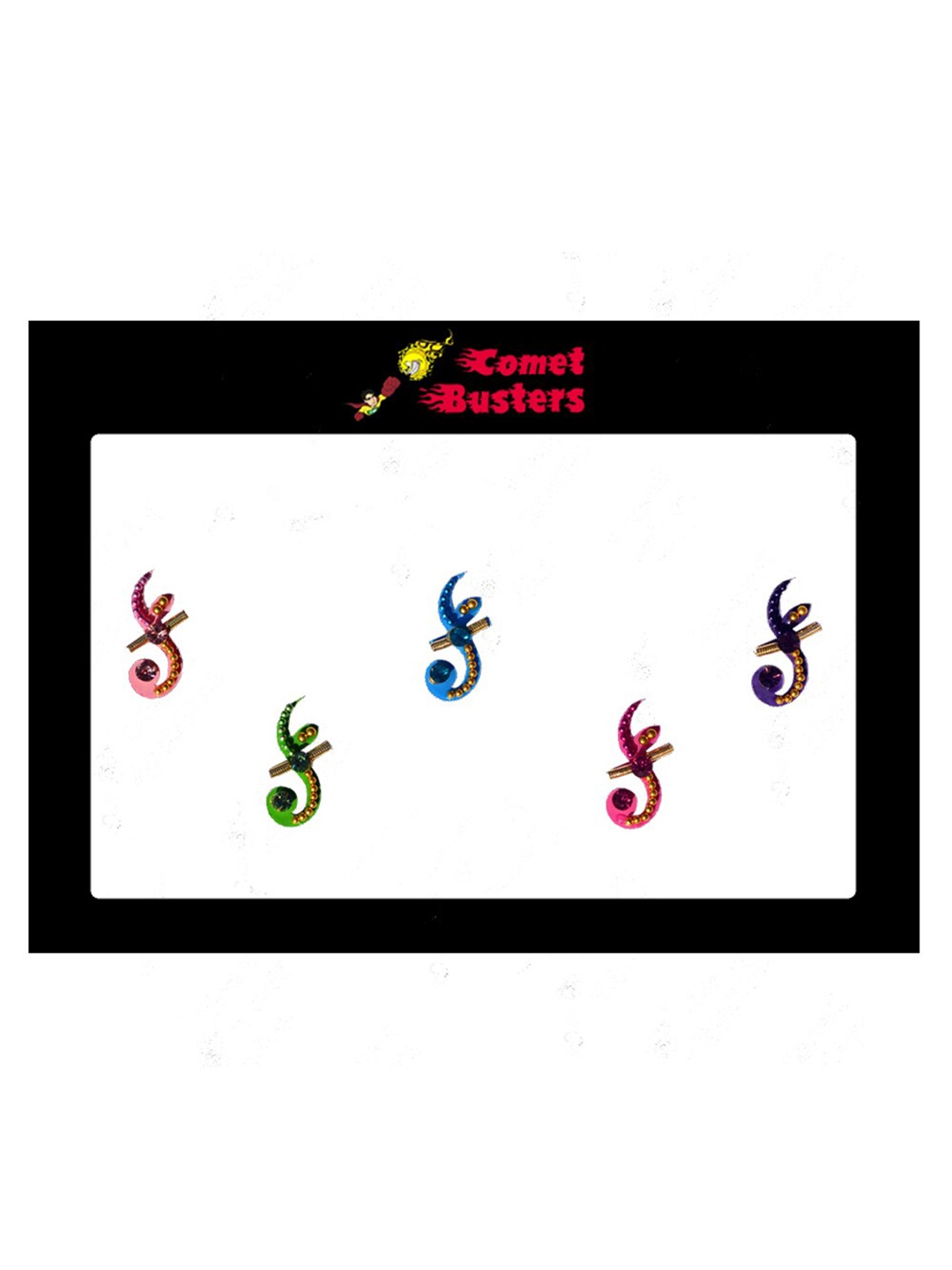 

Comet Busters 5 Pcs Embellished Reusable Designer Bindis - Multicoloured, Multi