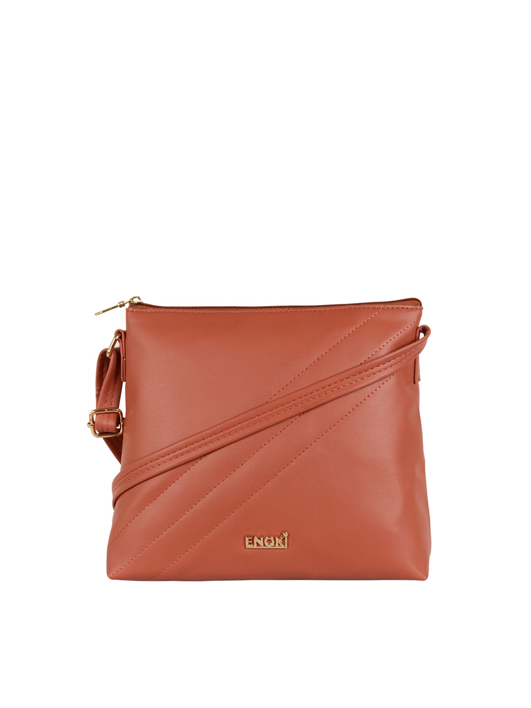 

ENOKI Women Tan Structured Sling Bag with Quilted