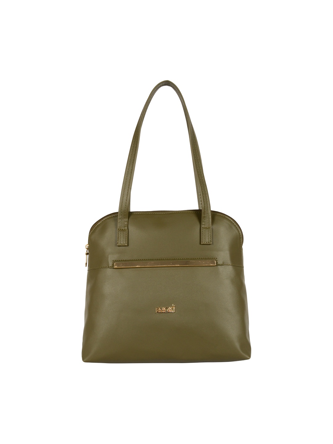 

ENOKI Green Structured Shoulder Bag with Tasselled