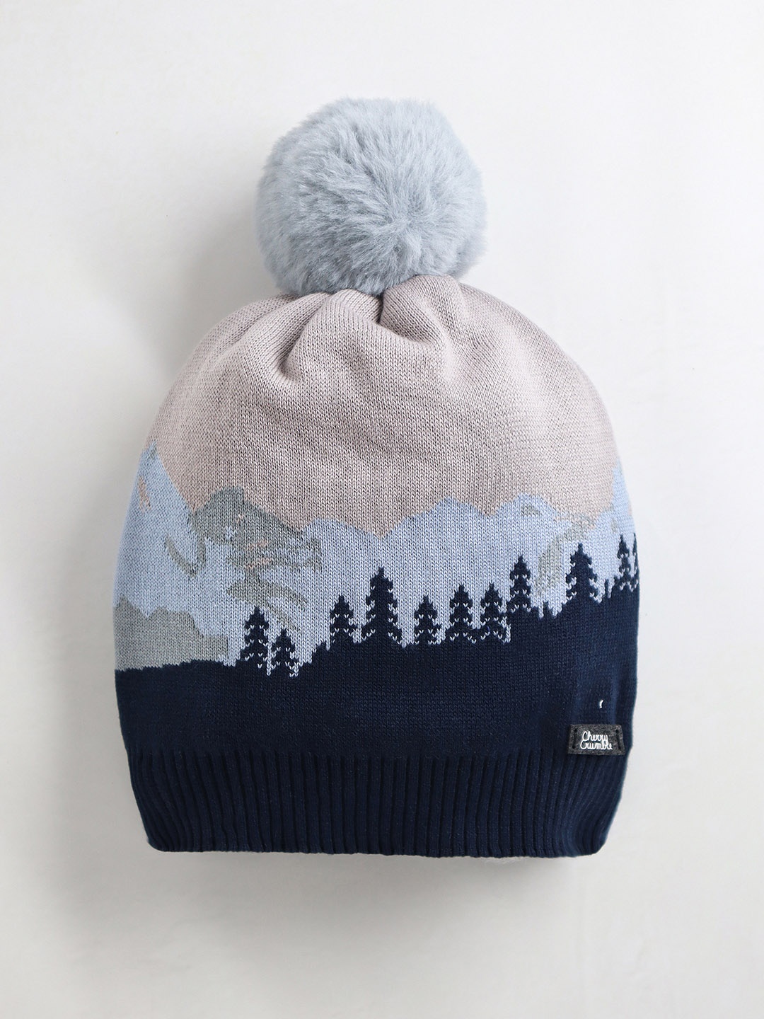 

Cherry Crumble Girls Navy Blue & Grey Self Design Beanie