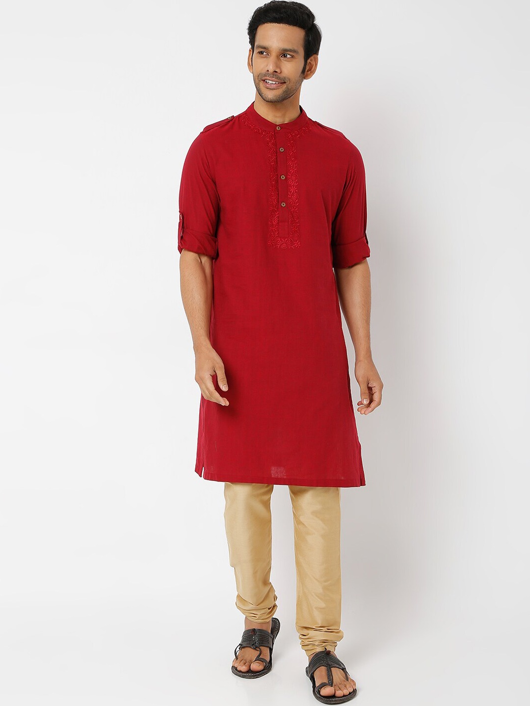 

Ethnicity Men Maroon Kurta