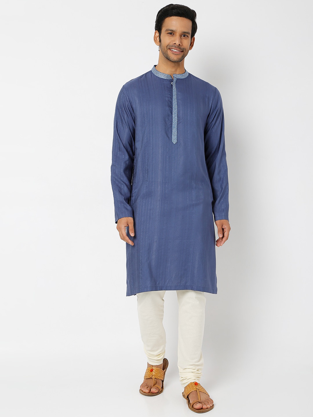 

Ethnicity Men Blue Kurta