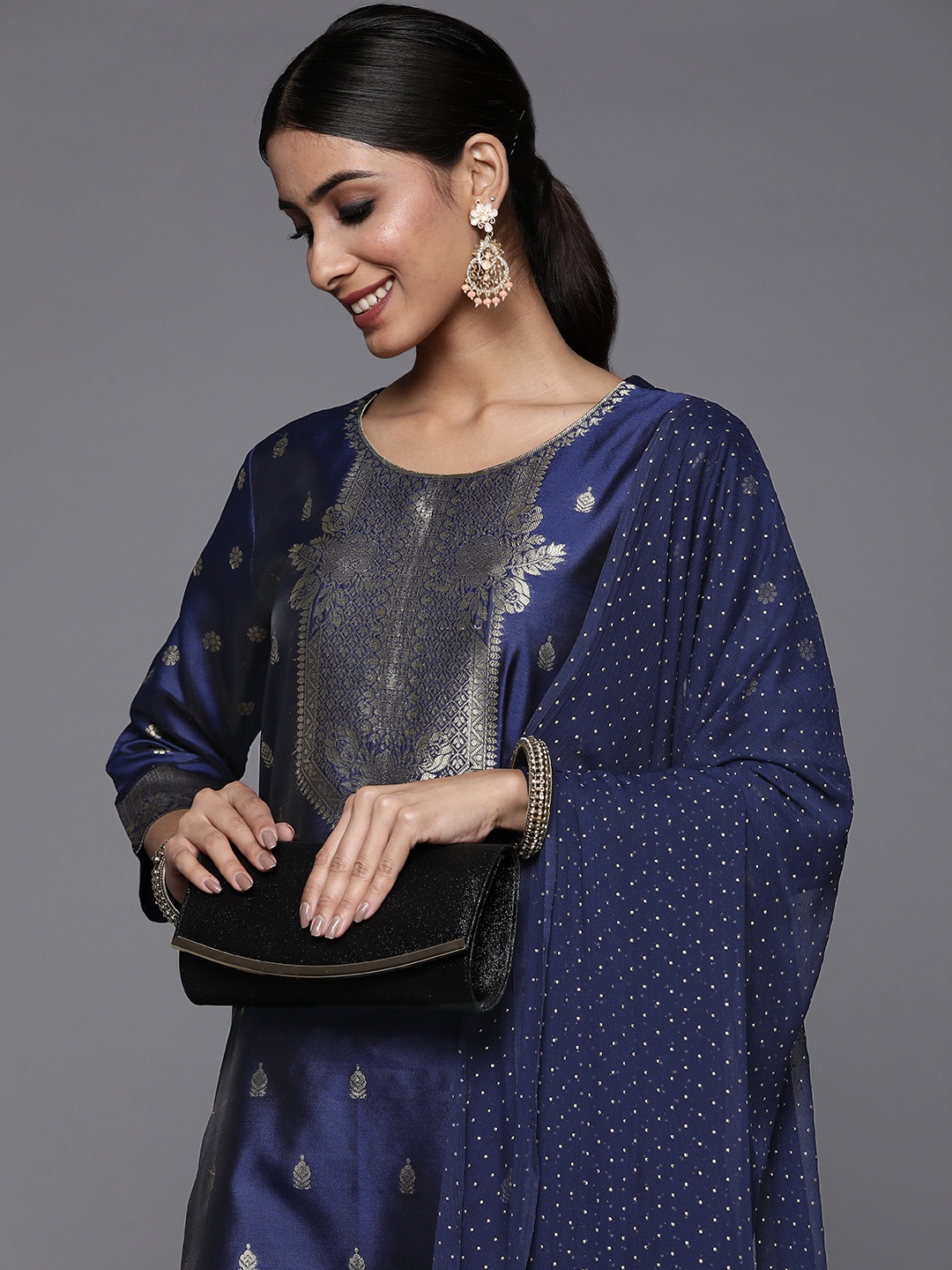 

Varanga Women Blue Kurta with Trousers & With Dupatta