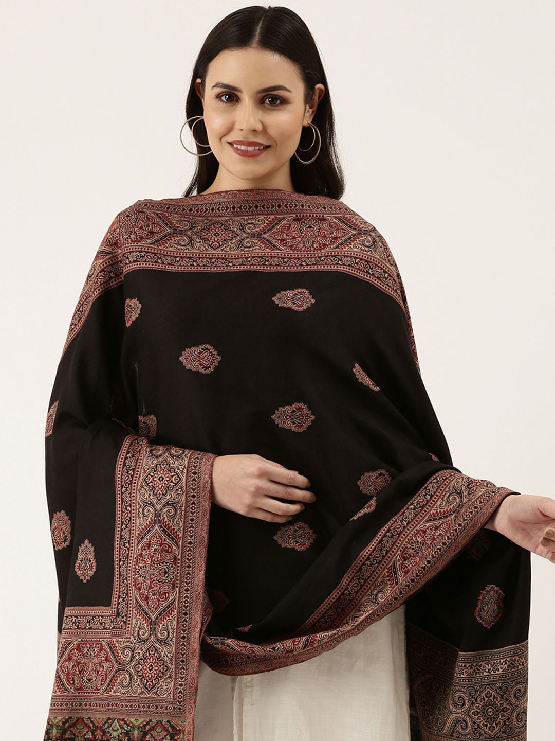 

Pashmoda Black & Brown Woven Design Jamawar Shawl