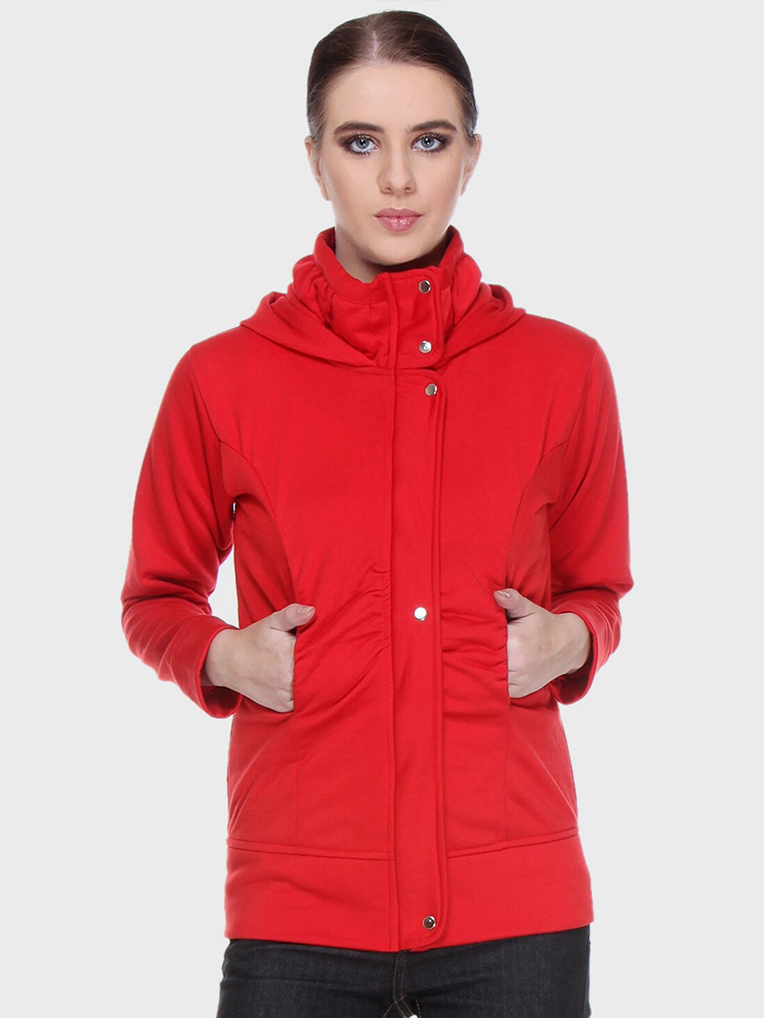 

TEEMOODS Women Hooded Fleece Sweatshirt, Red