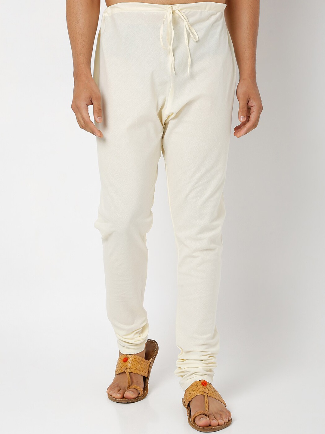 

Ethnicity Men Off White Solid Churidar