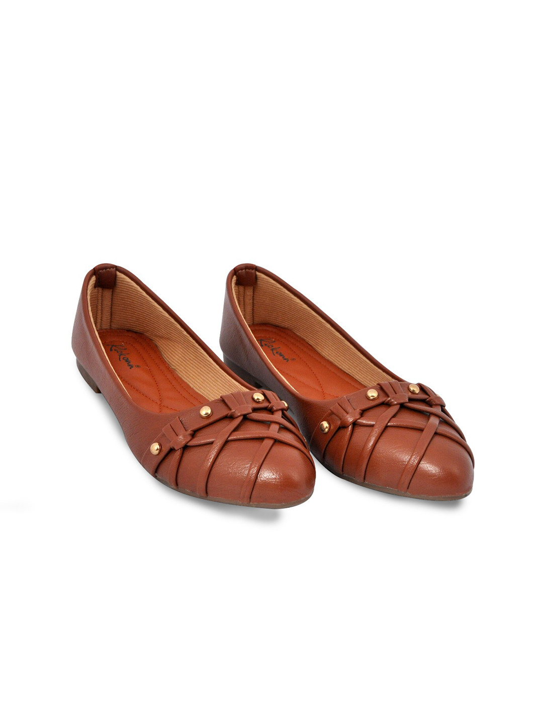 

KICKONN Women Brown Embellished Ballerinas Flats