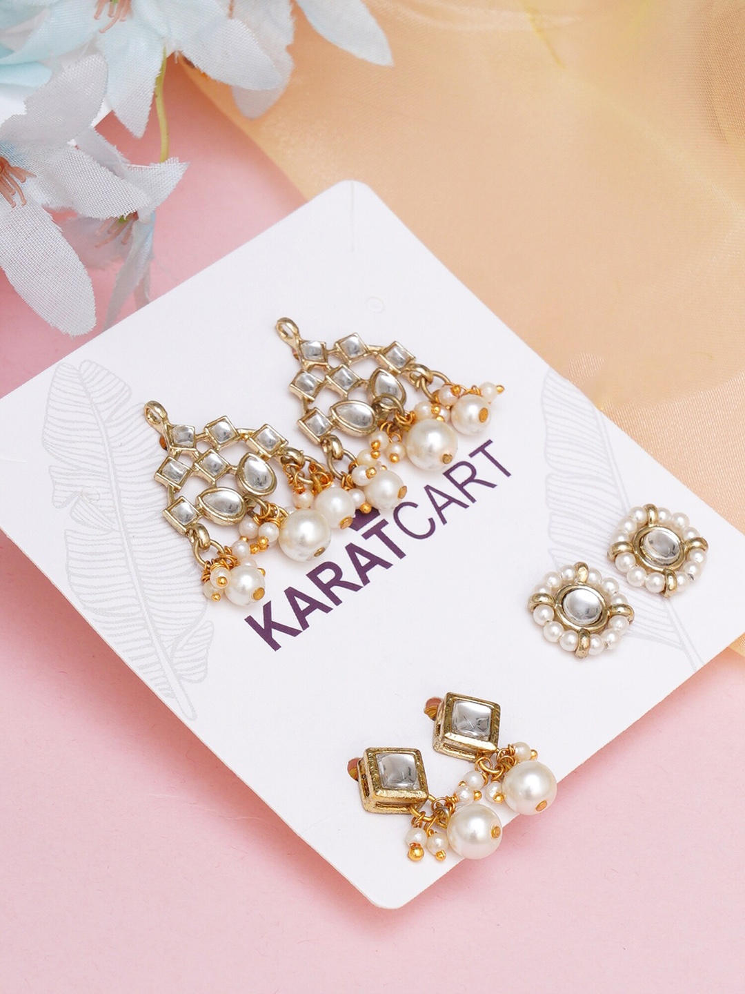

KARATCART Gold-Toned & Silver-Toned Contemporary Drop Earrings