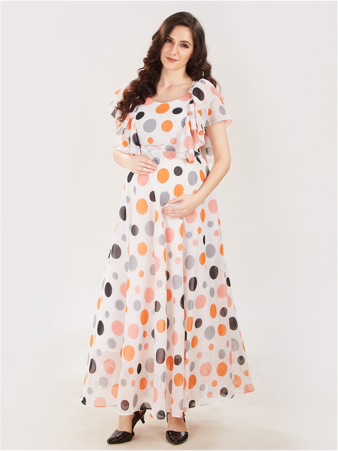 

Mom For Sure by Ketki Dalal White Georgette Maternity Maxi Dress