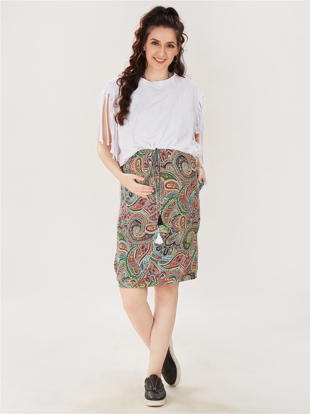 

Mom For Sure by Ketki Dalal Multicoloured Floral Fringed Maternity Sheath Dress, Multi