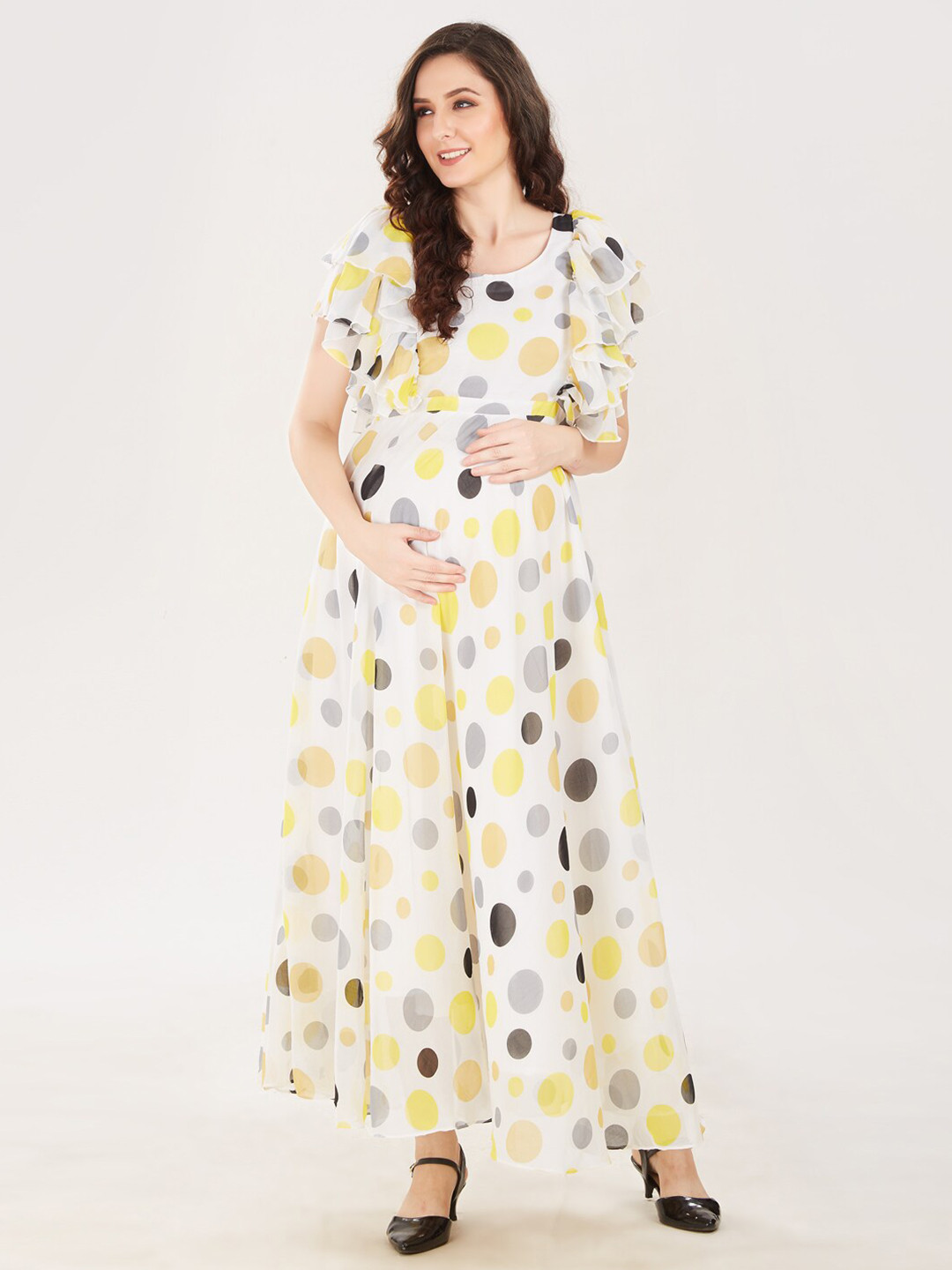 

Mom For Sure by Ketki Dalal Women White Georgette Maternity Maxi Dress