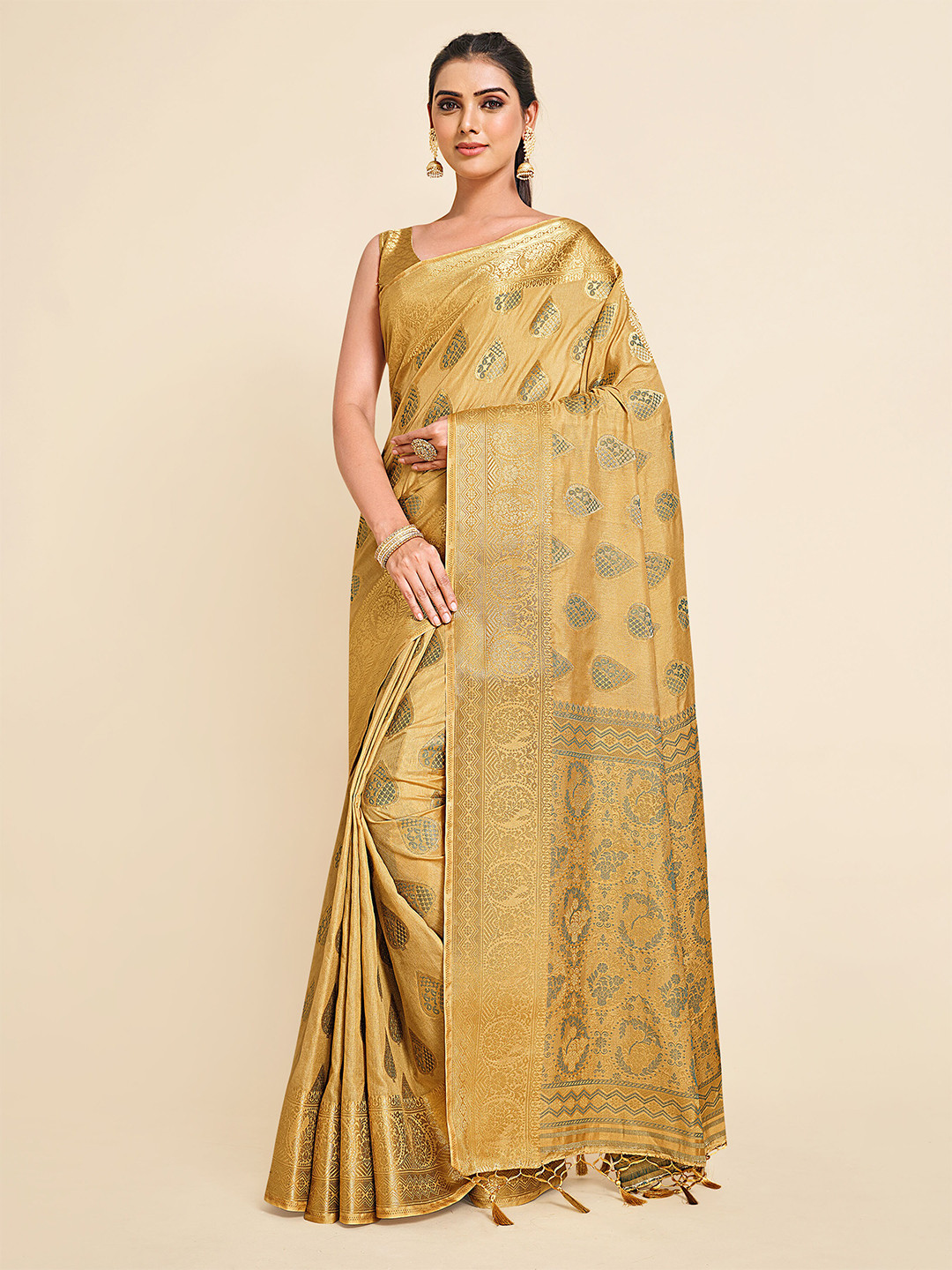 

MIMOSA Gold Woven Design Zari Art Silk Kanjeevaram Saree