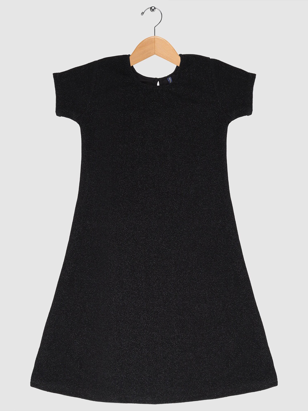 

YK Teen Girls Black Solid Net A-Line Dress