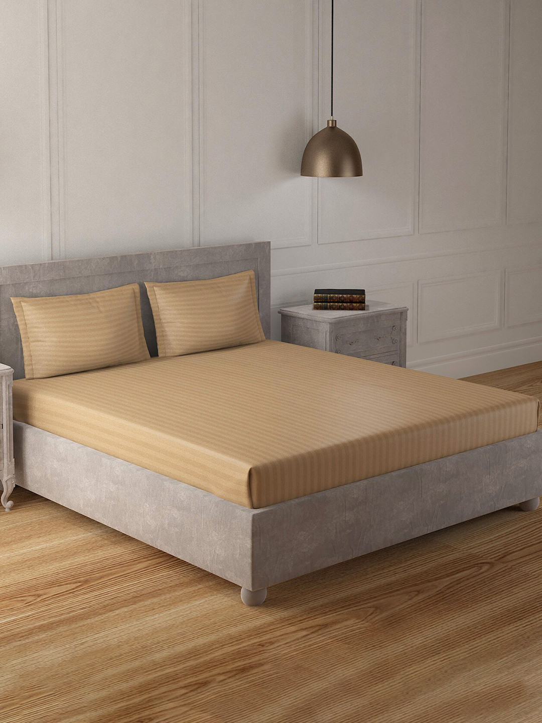 

Duroflex 300 TC King Cotton Bedsheet with 2 Pillow Covers, Beige