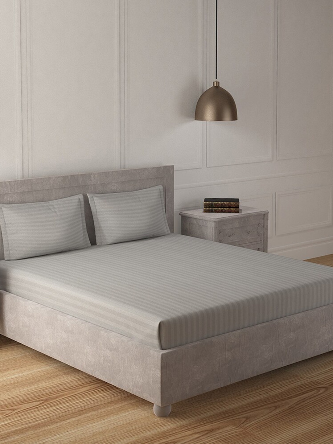 

Duroflex 210 TC King Cotton Bedsheet with 2 Pillow Covers, Grey