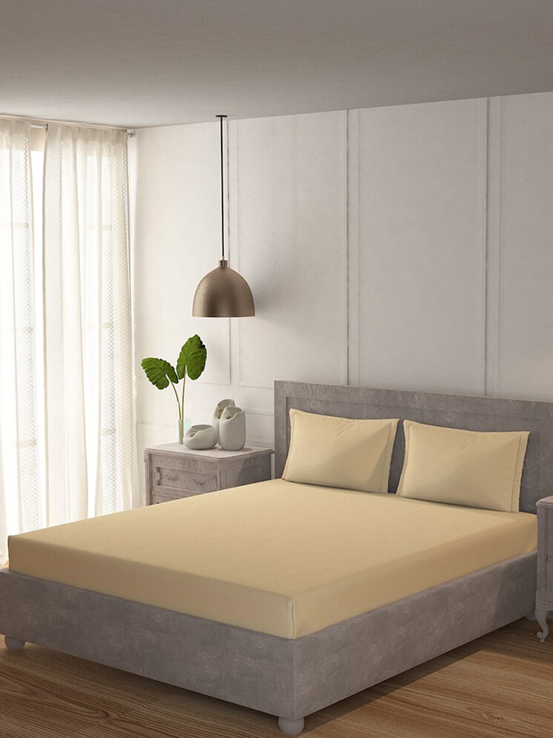 

Duroflex 200 TC Queen Cotton Bedsheet with 2 Pillow Covers, Yellow