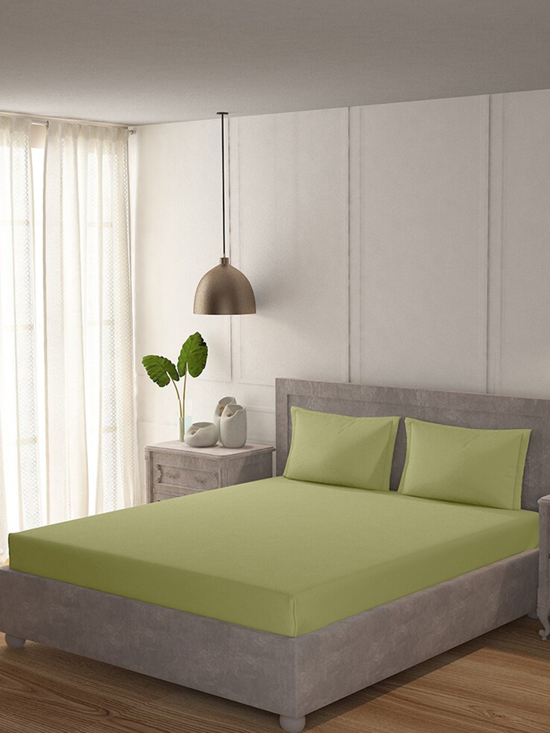 

Duroflex 200 TC King Cotton Bedsheet with 2 Pillow Covers, Green