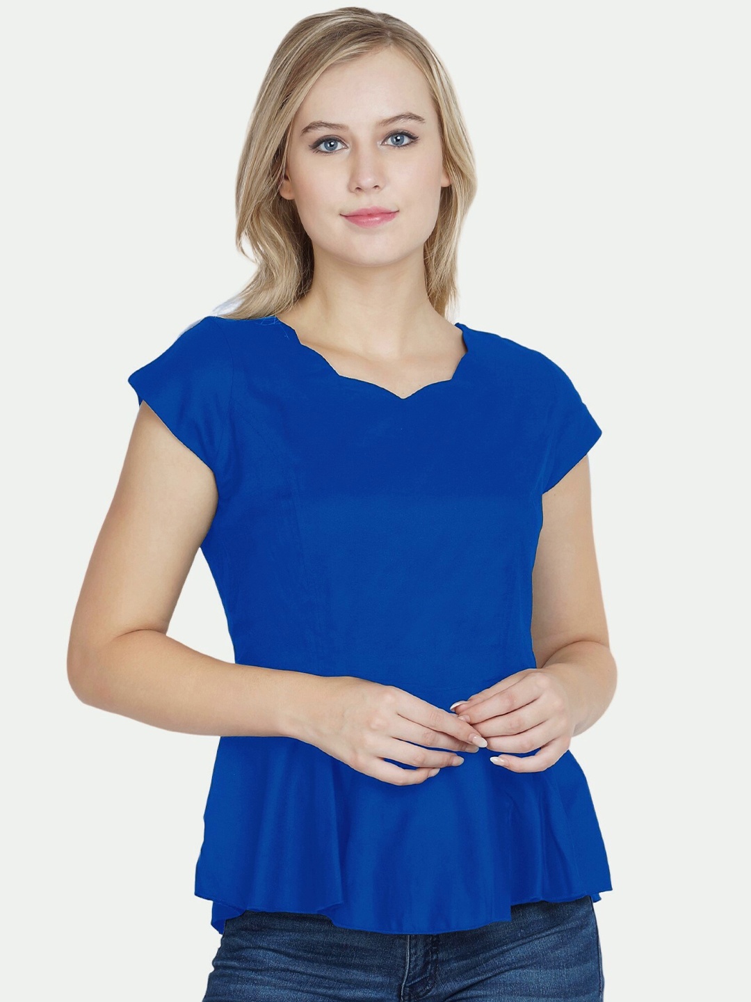

PATRORNA Women Peplum Top, Blue
