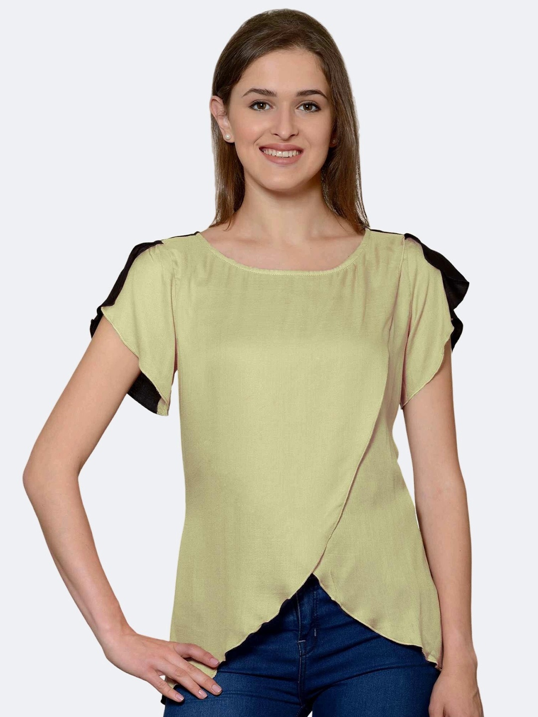 

PATRORNA Women Layered Wrap Top, Cream