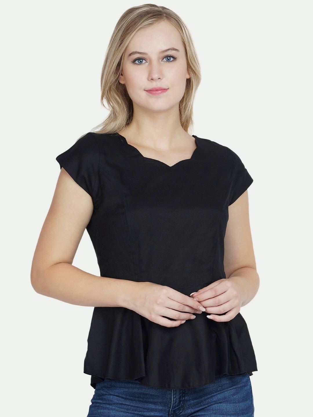

PATRORNA Women Accordion Pleats Top, Black
