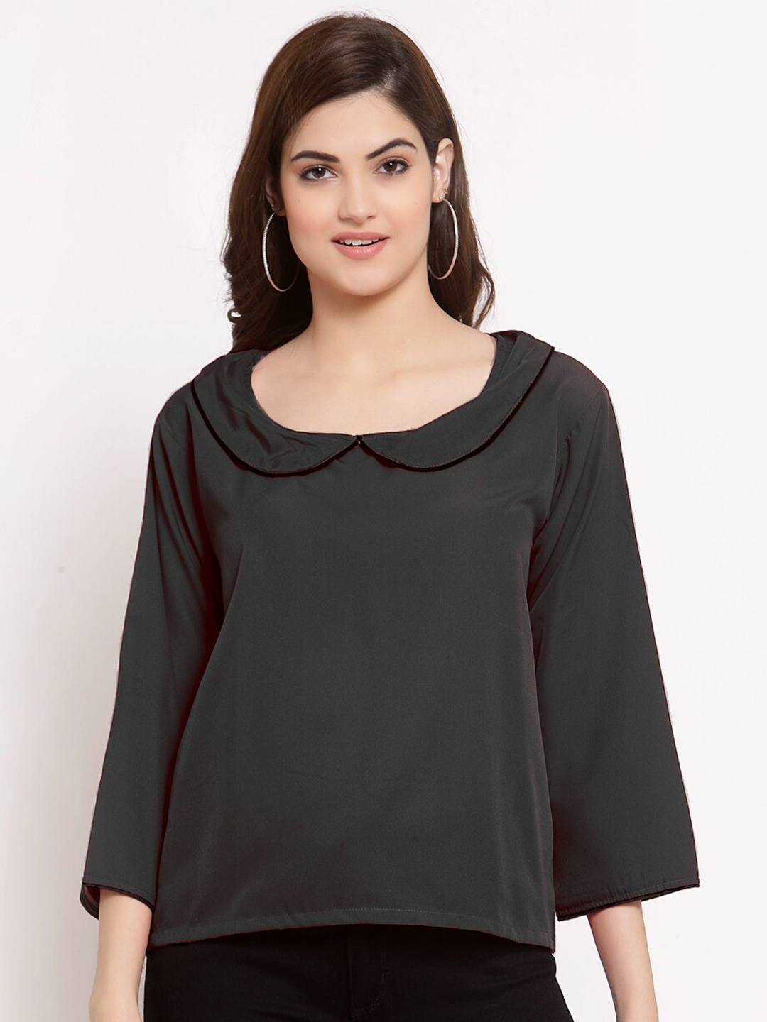 

PATRORNA Women Tie-Up Neck Top, Black