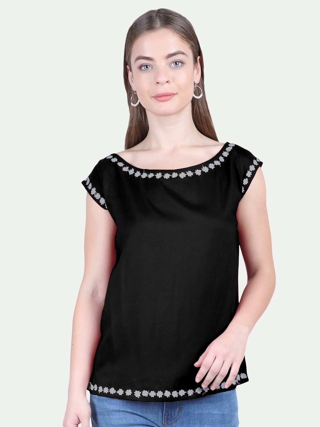 

PATRORNA Women Extended Sleeves Top, Black