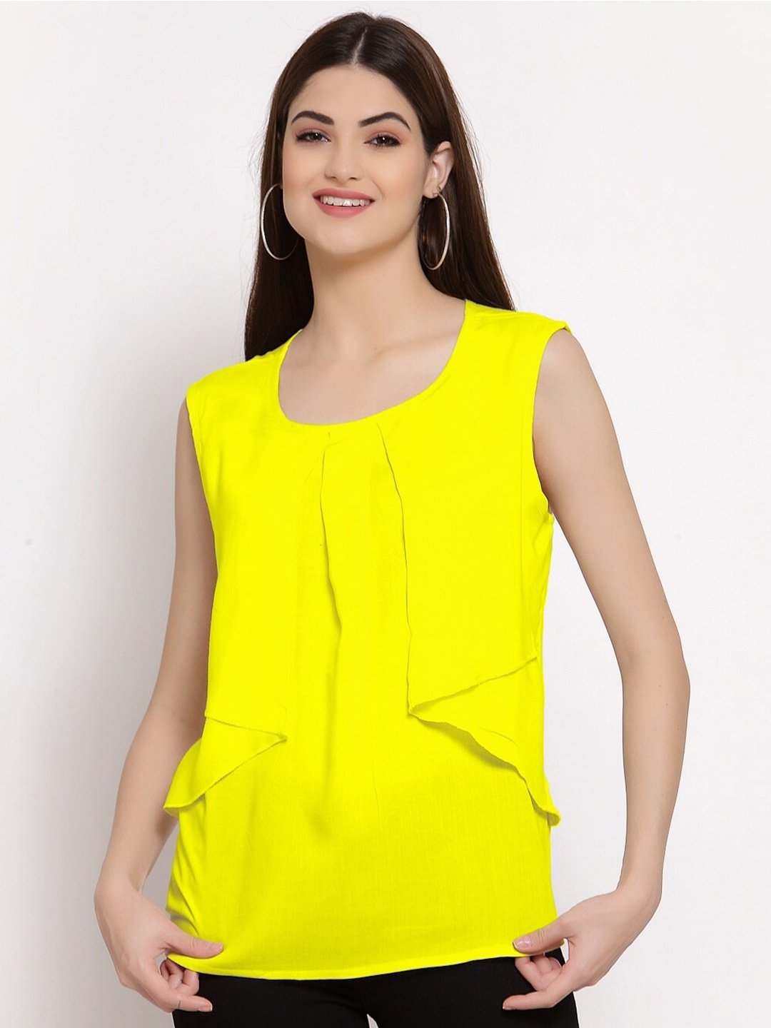 

PATRORNA Women Layered Top, Yellow