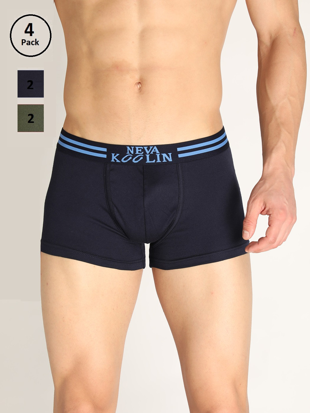 

NEVA Men Pack of 4 Koolin Solid Short Trunks, Navy blue