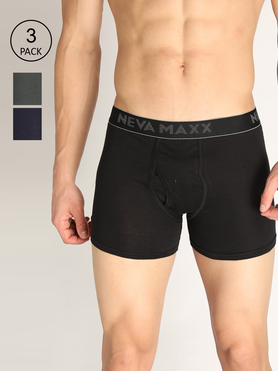 

\NEVA Men Pack of 3 Pure Cotton Solid Trunks NV310, Olive