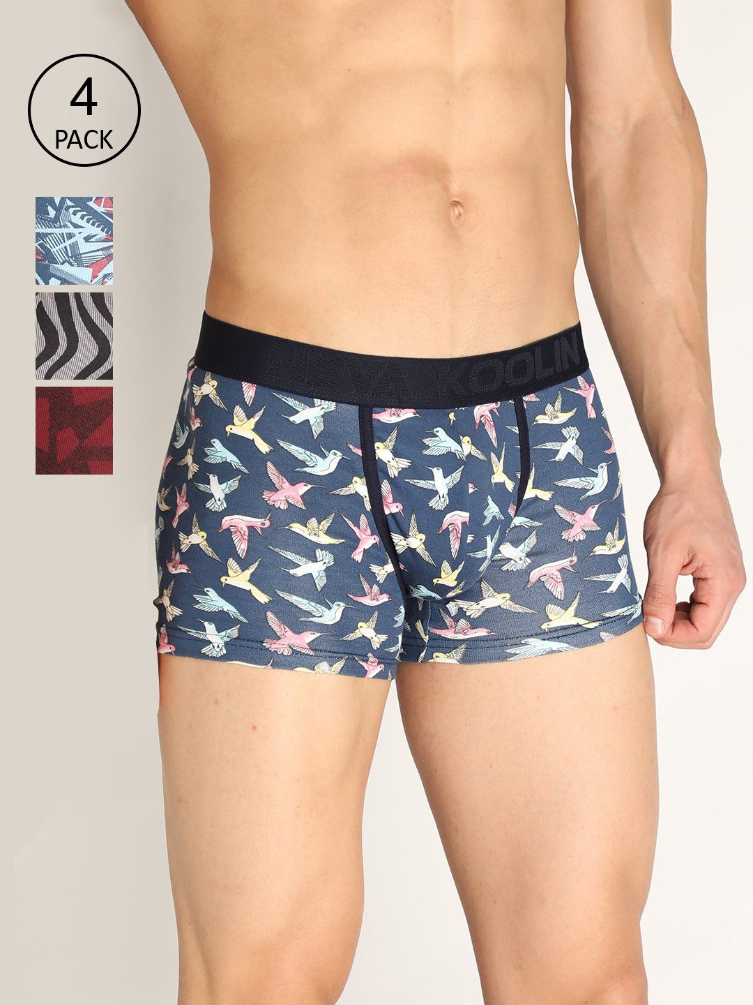 

NEVA Men Pack Of 4 Koolin Printed Short Trunk, Blue