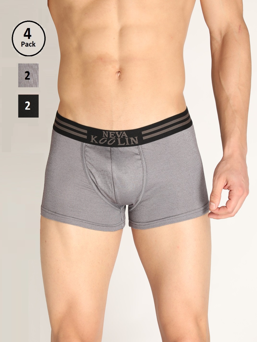 

NEVA Men Pack of 2 Black & Grey Short Trunk Brief KL01BD