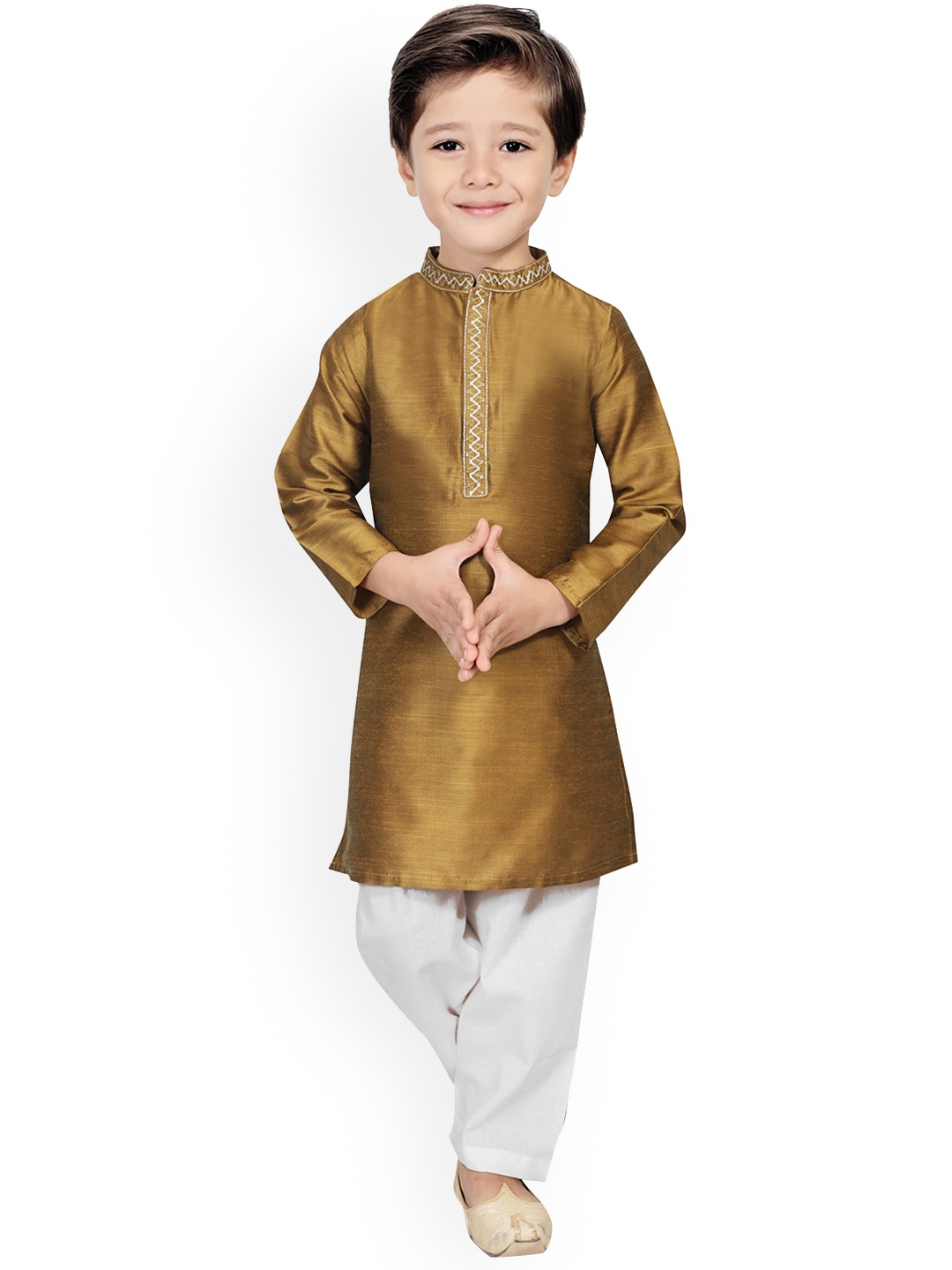 

SALWAR STUDIO Boys Olive Green Kurta with Pyjamas