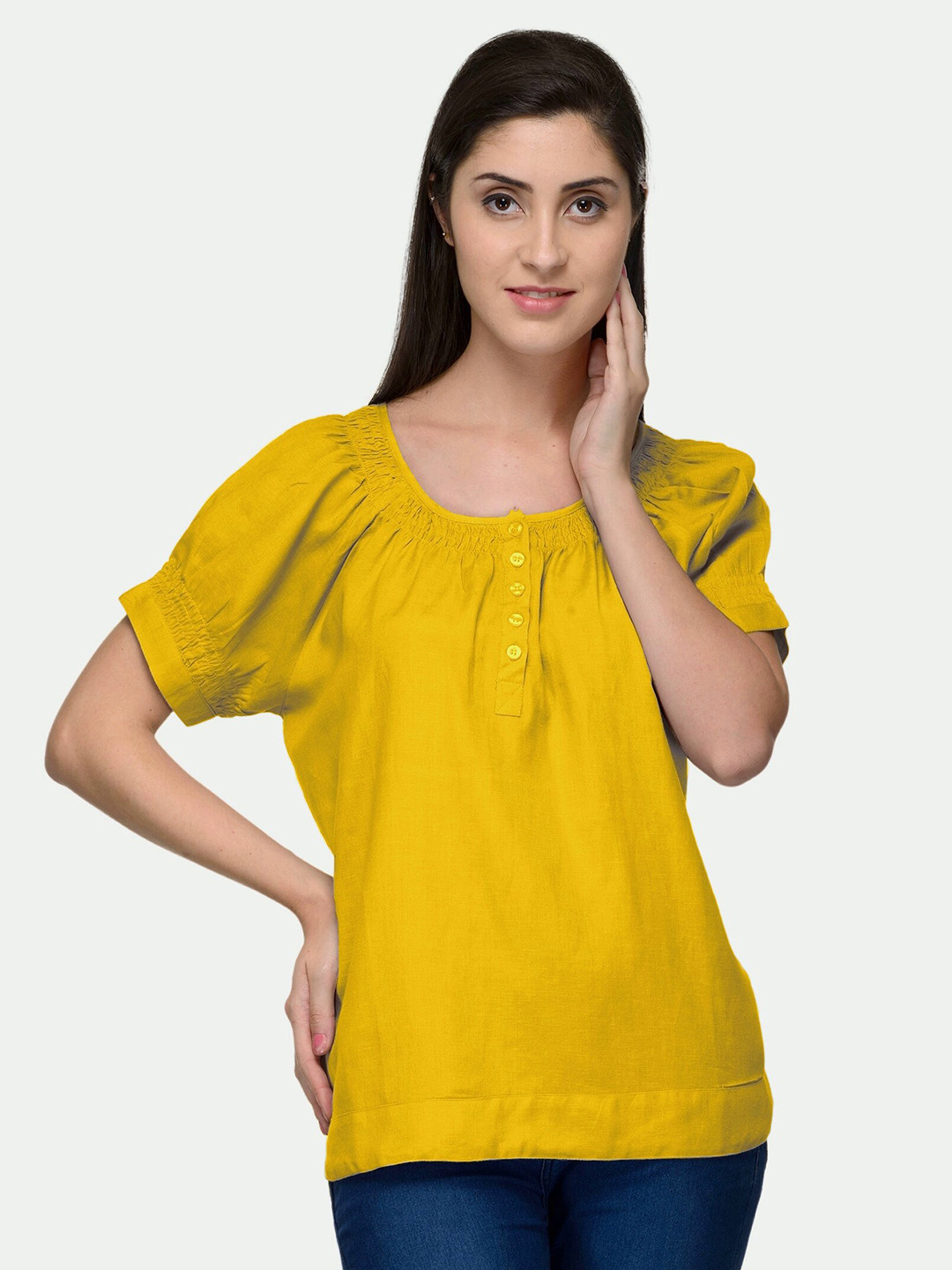

PATRORNA Women Mustard Yellow Top