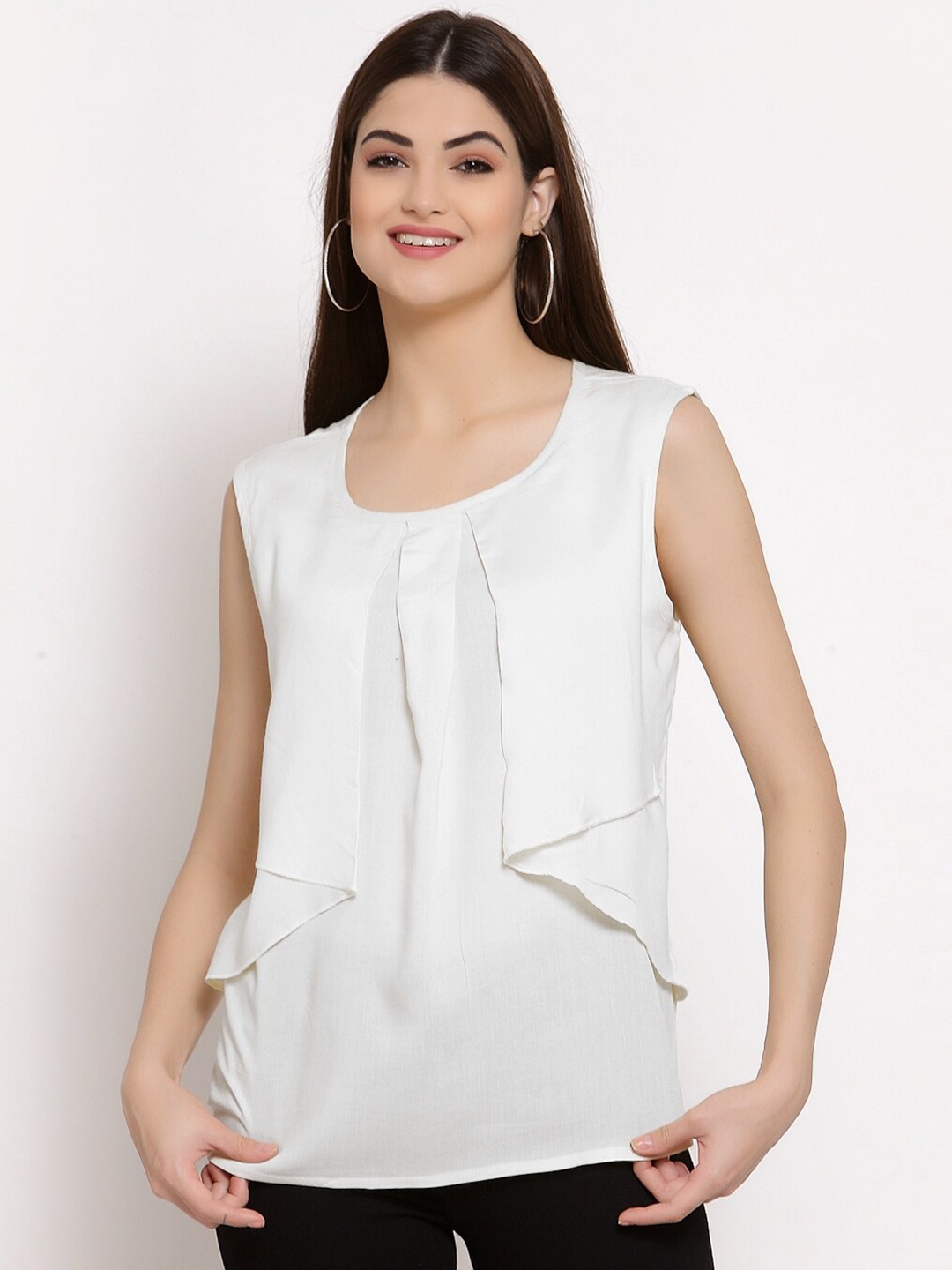 

PATRORNA Women White Layered Top