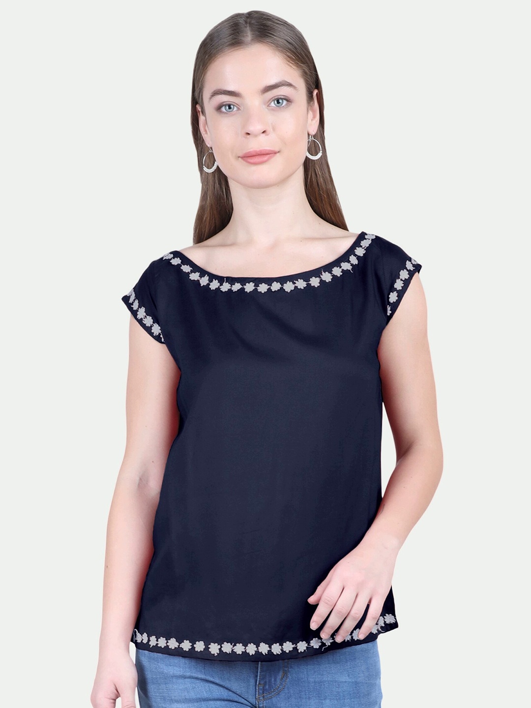 

PATRORNA Women Blue Extended Sleeves Top