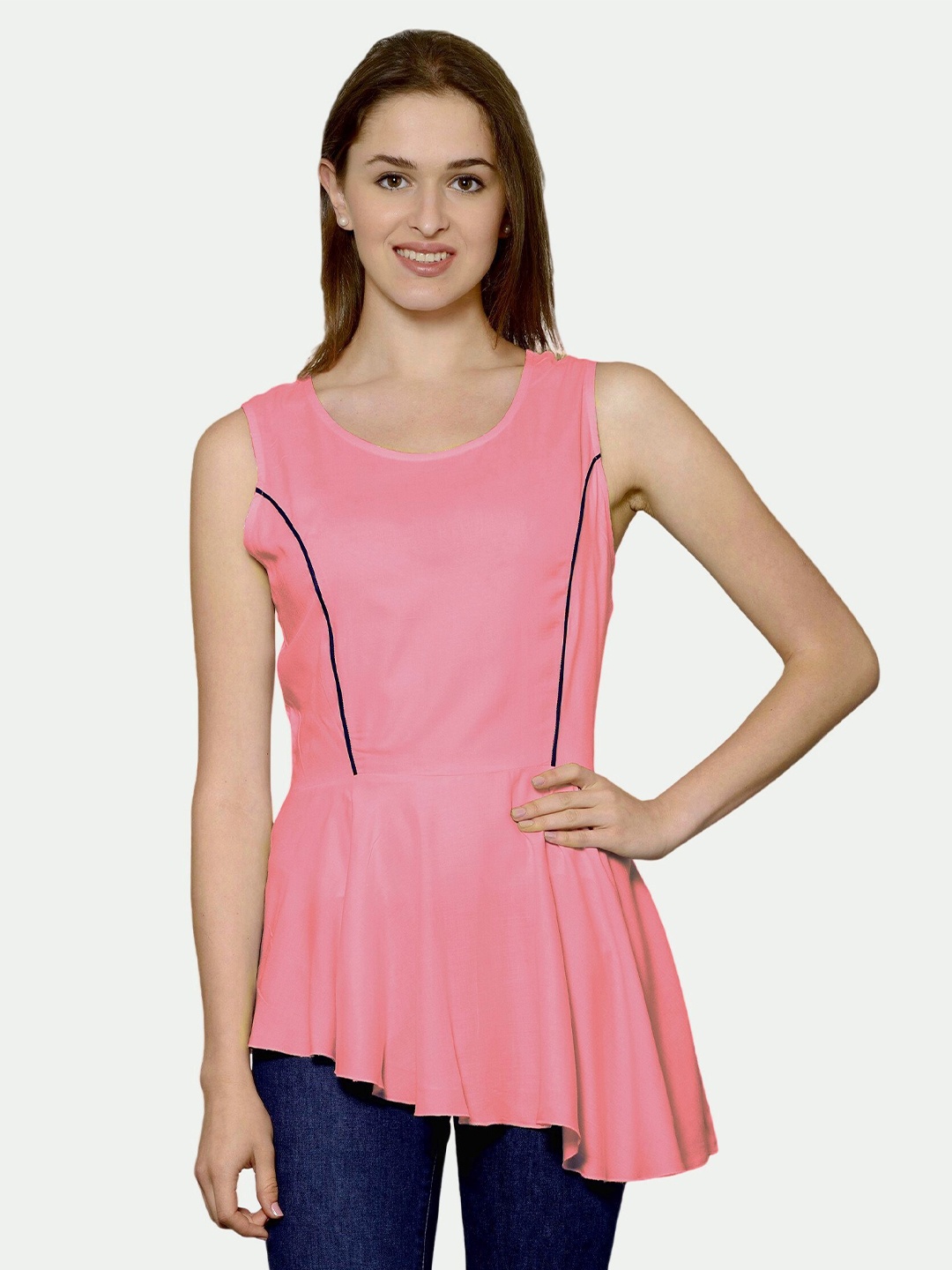 

PATRORNA Women Pink Twisted Peplum Top